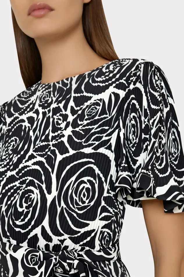 Milly Dresses Women Lumi Black Rose Pleated Dress Black Rose Milly Dresses Women Lumi Black Rose Pleated Dress Black Rose