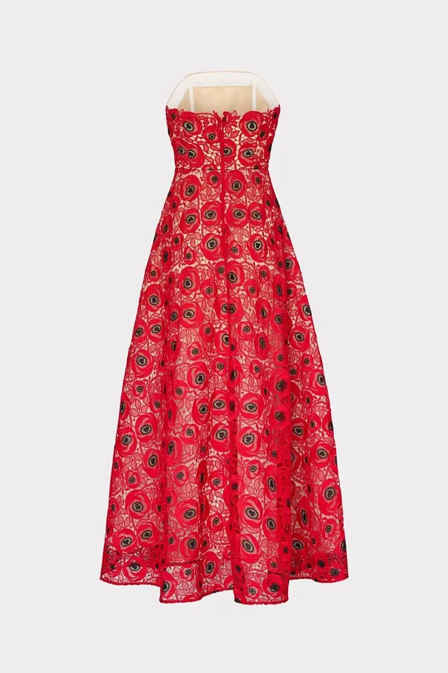 Milly Dresses Women Netty Embroidered Lace Maxi Dress Redblack Milly Dresses Women Netty Embroidered Lace Maxi Dress Redblack