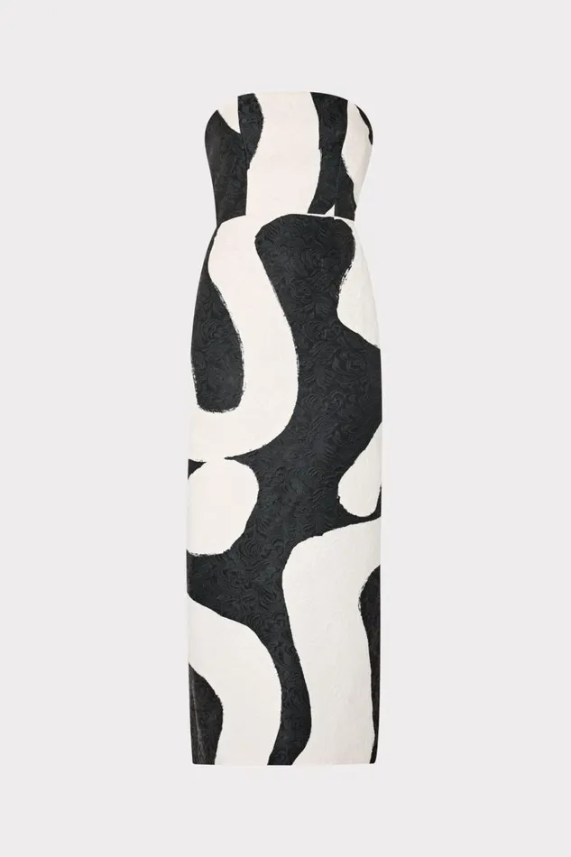 Milly Dresses Women Orion Ink Swirl Dress Blackwhite