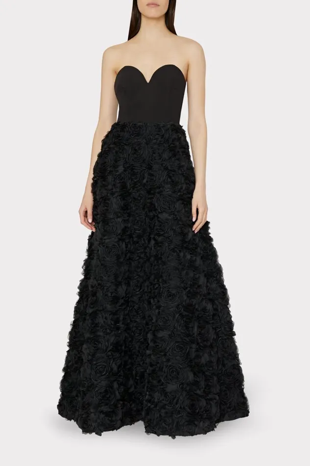 Milly Dresses Women Roxy Mesh Rose Gown Black Milly Dresses Women Roxy Mesh Rose Gown Black