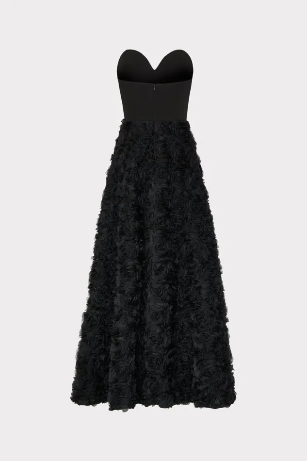Milly Dresses Women Roxy Mesh Rose Gown Black Milly Dresses Women Roxy Mesh Rose Gown Black