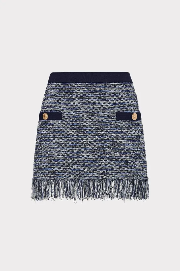 Milly Matching Sets Women Kali Textured Knit Mini Skirt Navy Multi