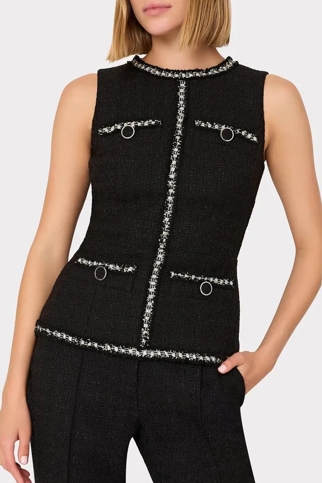 Milly Matching Sets Women Nette Boucle Sleeveless Top Black Milly Matching Sets Women Nette Boucle Sleeveless Top Black