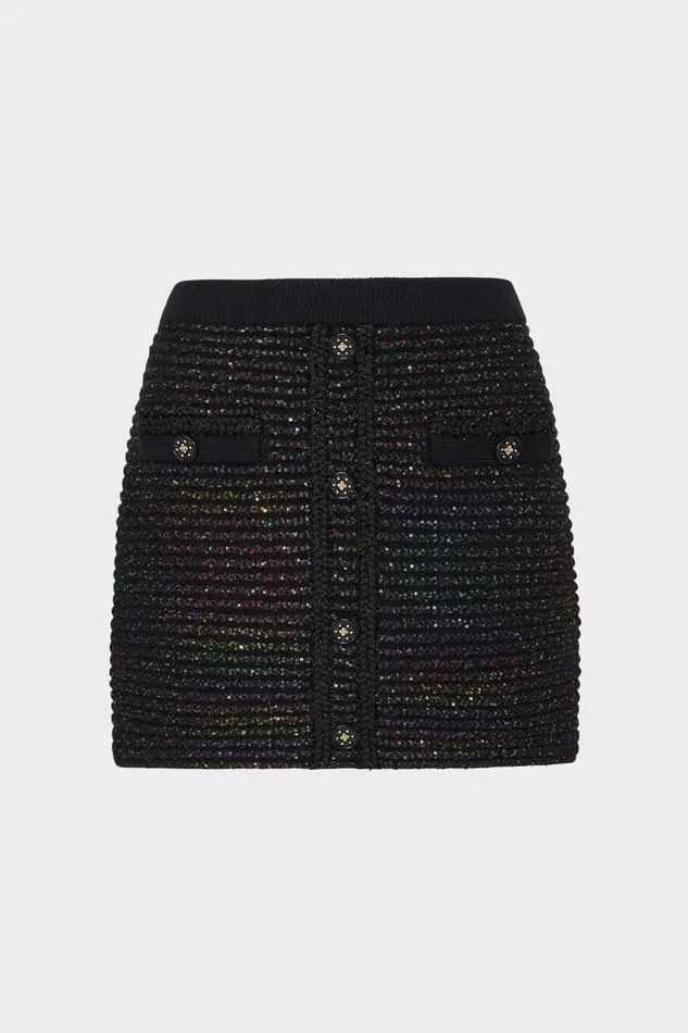 Milly Matching Sets Women Sequin Textured Knit Mini Skirt Multi