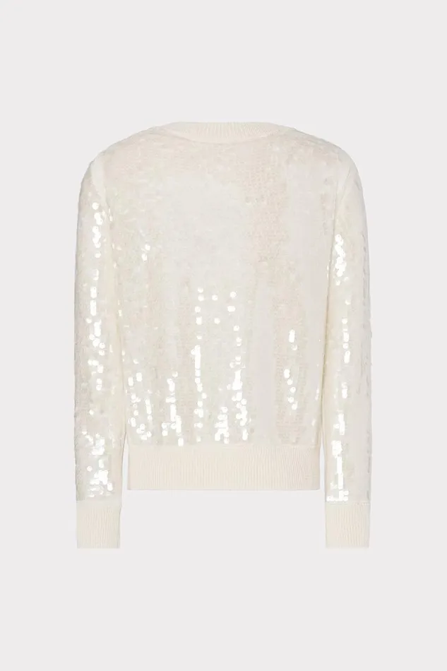 Milly Sweaters and Knits Women Ilaria Sequin VNeck Sweater Ecru Milly Sweaters and Knits Women Ilaria Sequin VNeck Sweater Ecru