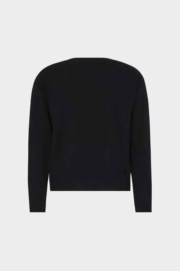 Milly Sweaters and Knits Women Kalia Crystal VNeck Sweater Black Milly Sweaters and Knits Women Kalia Crystal VNeck Sweater Black