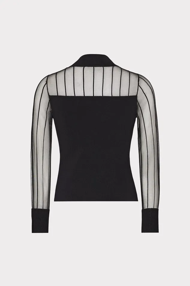 Milly Sweaters and Knits Women Krissy Sheer Knit Mockneck Top Black Milly Sweaters and Knits Women Krissy Sheer Knit Mockneck Top Black