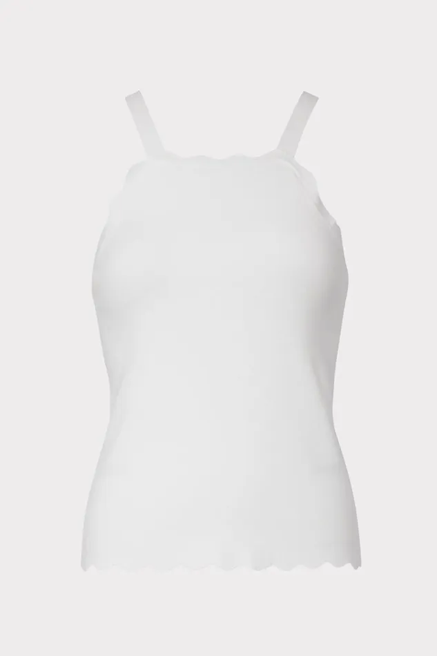 Milly Sweaters and Knits Women Scallop Tank Ecru