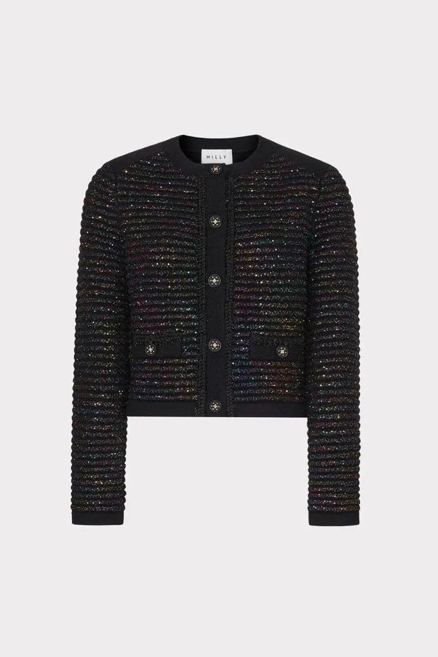Milly Sweaters and Knits Women Sequin Textured Cardigan Multi