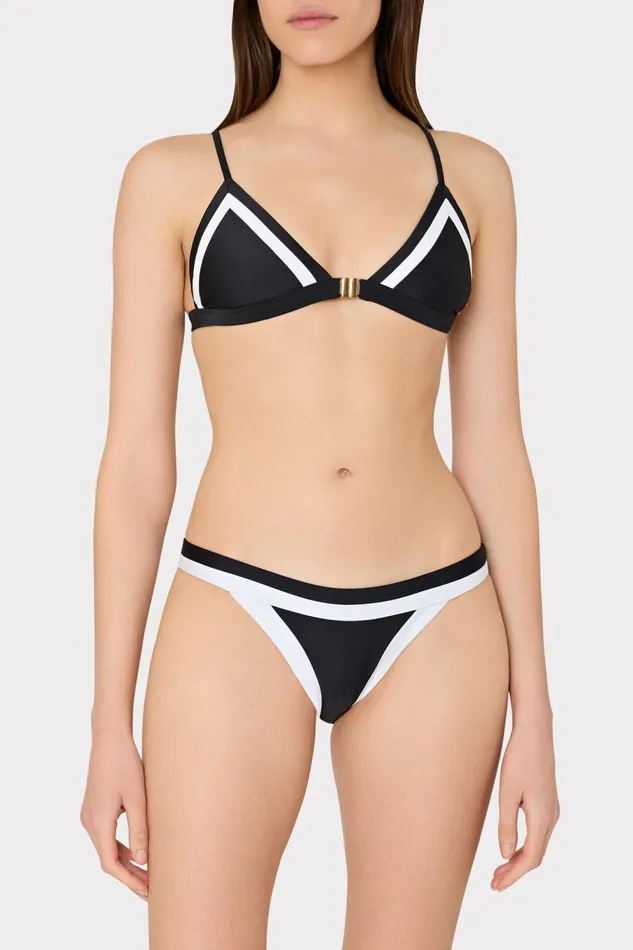 Milly Swim and Coverups Women Amalfi Color Block Bikini Top Black Multi Milly Swim and Coverups Women Amalfi Color Block Bikini Top Black Multi
