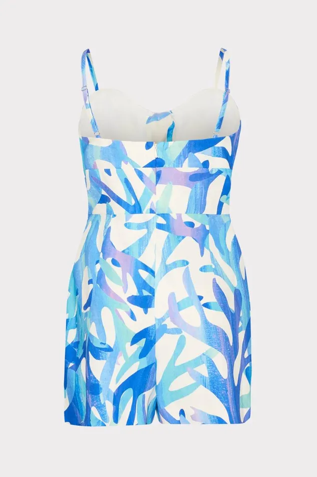 Milly Swim and Coverups Women Anya Under The Sea Linen Romper Blue Multi Milly Swim and Coverups Women Anya Under The Sea Linen Romper Blue Multi