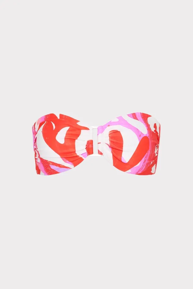 Milly Swim and Coverups Women Italian Under The Sea Bandeau Bikini Top Pink Multi Milly Swim and Coverups Women Italian Under The Sea Bandeau Bikini Top Pink Multi