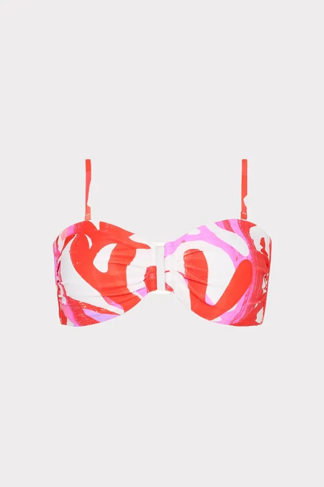 Milly Swim and Coverups Women Italian Under The Sea Bandeau Bikini Top Pink Multi Milly Swim and Coverups Women Italian Under The Sea Bandeau Bikini Top Pink Multi