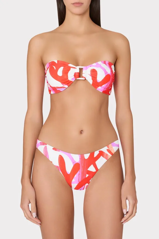 Milly Swim and Coverups Women Italian Under The Sea Bandeau Bikini Top Pink Multi Milly Swim and Coverups Women Italian Under The Sea Bandeau Bikini Top Pink Multi