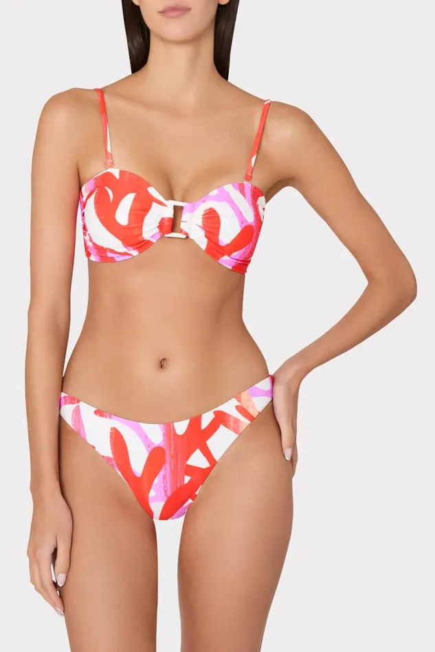 Milly Swim and Coverups Women Italian Under The Sea Bandeau Bikini Top Pink Multi Milly Swim and Coverups Women Italian Under The Sea Bandeau Bikini Top Pink Multi