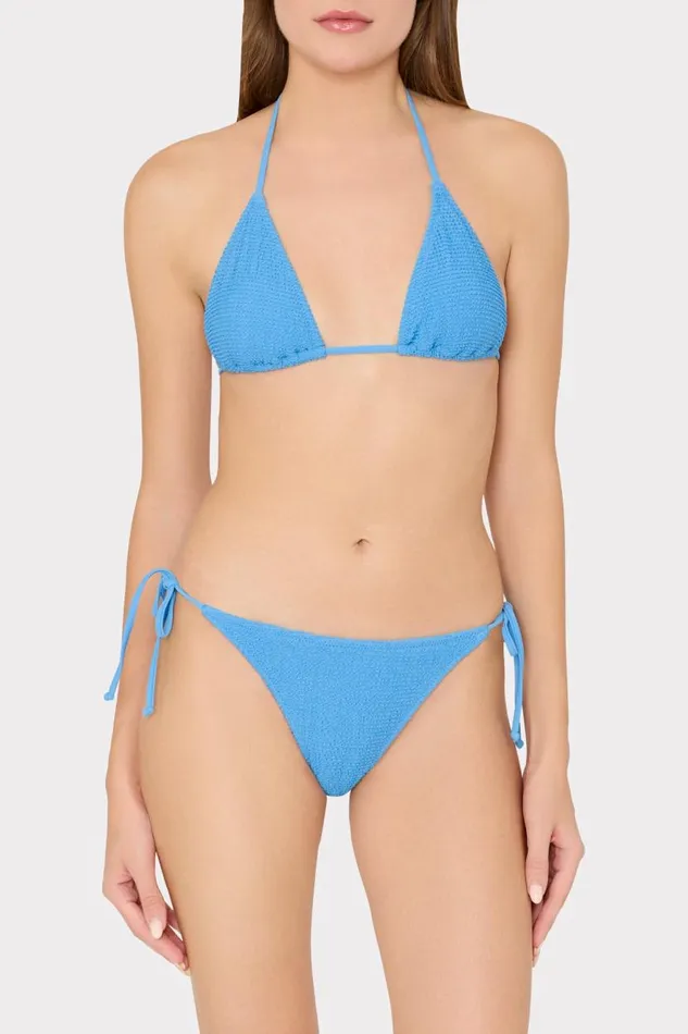 Milly Swim and Coverups Women Lori Textured Side Tie Bikini Bottom Blue Milly Swim and Coverups Women Lori Textured Side Tie Bikini Bottom Blue