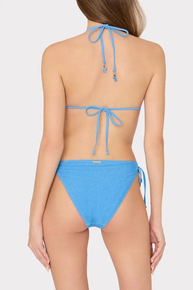 Milly Swim and Coverups Women Lori Textured Side Tie Bikini Bottom Blue Milly Swim and Coverups Women Lori Textured Side Tie Bikini Bottom Blue