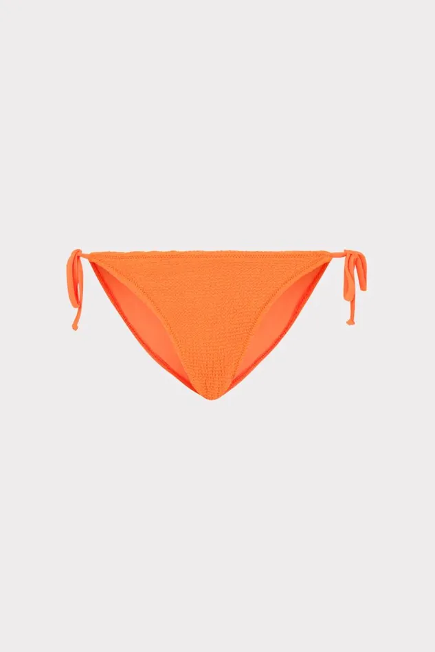 Milly Swim and Coverups Women Lori Textured Side Tie Bikini Bottom Neon Orange Milly Swim and Coverups Women Lori Textured Side Tie Bikini Bottom Neon Orange