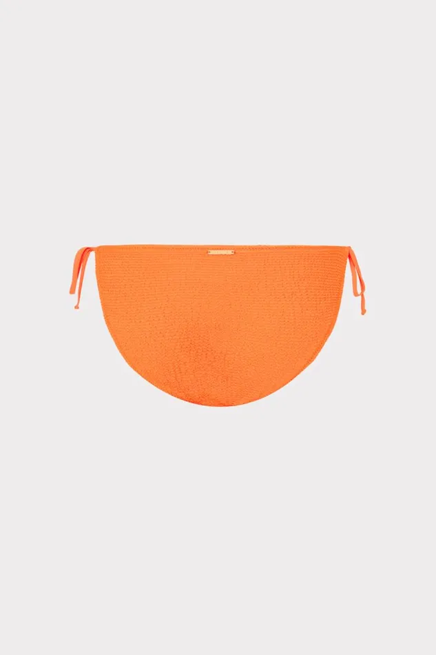 Milly Swim and Coverups Women Lori Textured Side Tie Bikini Bottom Neon Orange Milly Swim and Coverups Women Lori Textured Side Tie Bikini Bottom Neon Orange