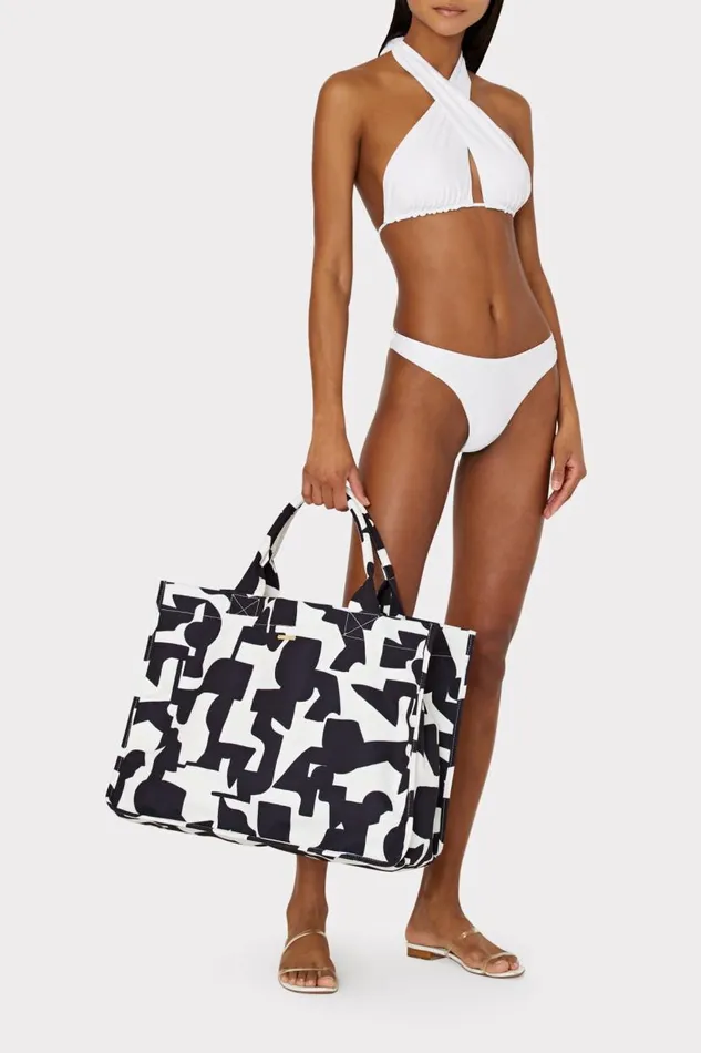 Milly Swim and Coverups Women Milly Mimi Tote Bag Blackecru Milly Swim and Coverups Women Milly Mimi Tote Bag Blackecru
