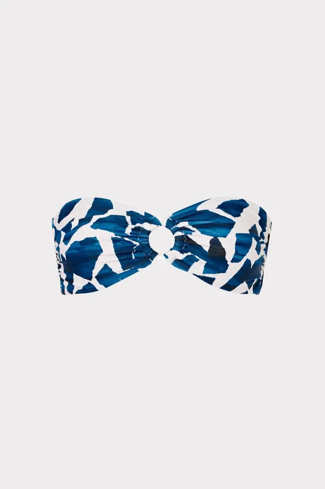 Milly Swim and Coverups Women Ocean Puzzle Bandeau Top Navy Multi