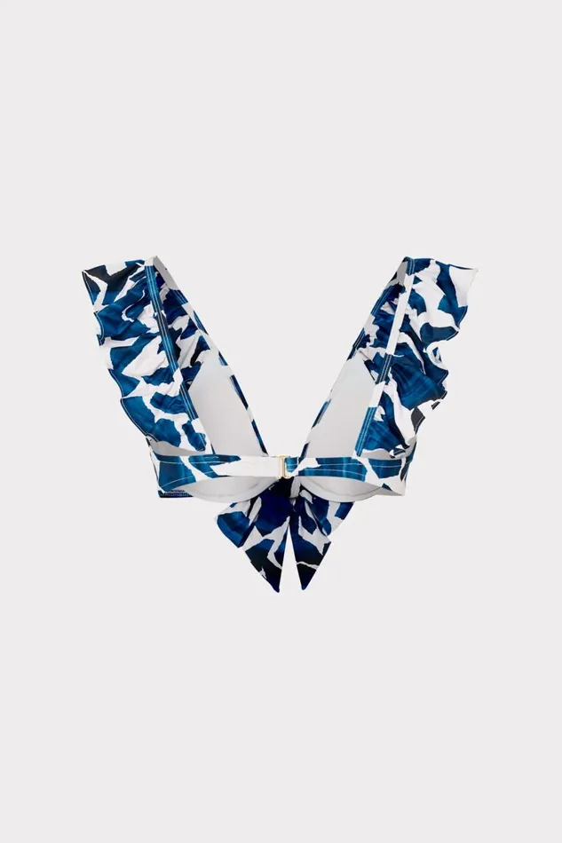 Milly Swim and Coverups Women Ocean Puzzle Ruffle Bikini Top Navy Multi Milly Swim and Coverups Women Ocean Puzzle Ruffle Bikini Top Navy Multi