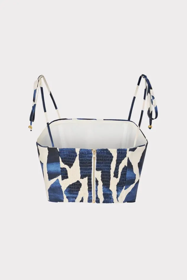 Milly Swim and Coverups Women Ocean Puzzle Viscose Linen Tie Top Navy Multi Milly Swim and Coverups Women Ocean Puzzle Viscose Linen Tie Top Navy Multi