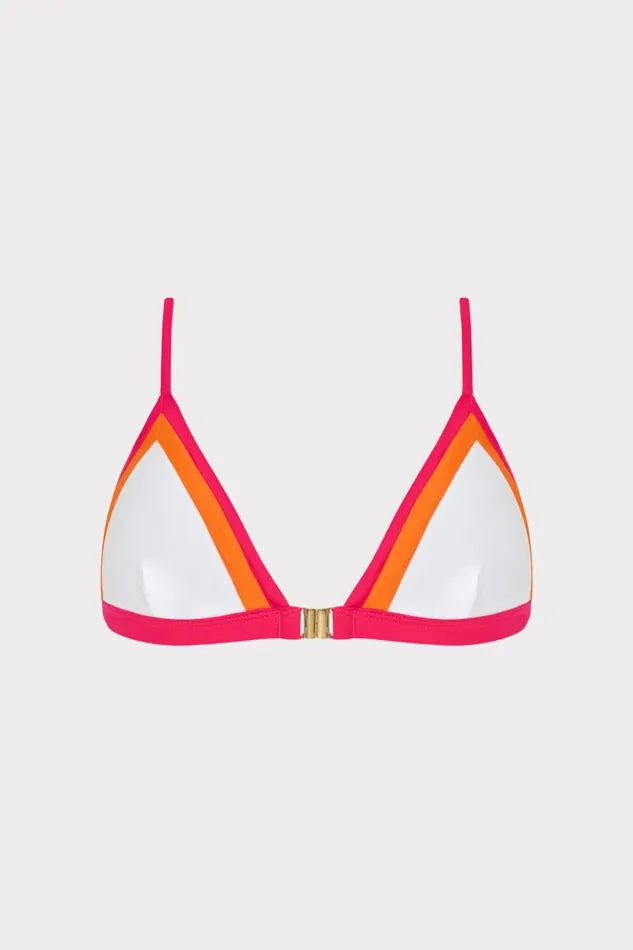 Milly Swim and Coverups Women Positano Color Block Bikini Top Pink Multi