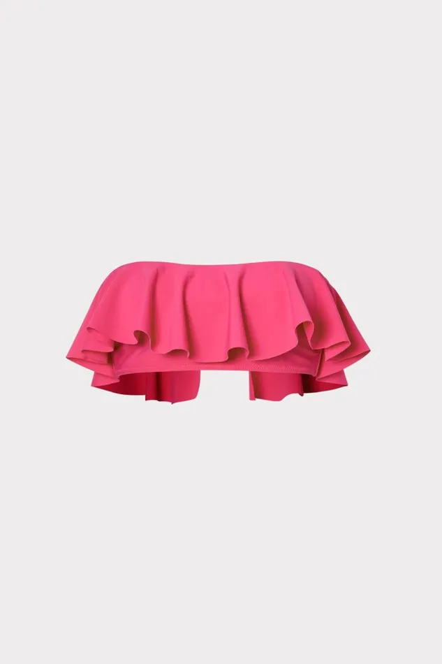 Milly Swim and Coverups Women Solid Michelle Ruffle Bandeau Bikini Top Thai Pink Milly Swim and Coverups Women Solid Michelle Ruffle Bandeau Bikini Top Thai Pink