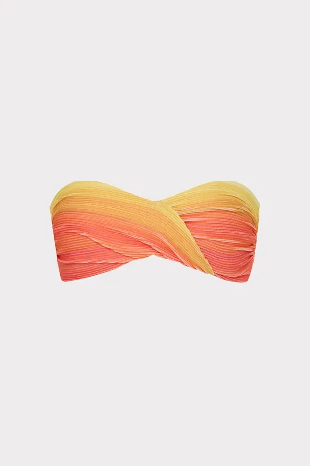 Milly Swim and Coverups Women Sunset Stripe Twist Bandeau Top Multi