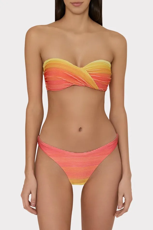 Milly Swim and Coverups Women Sunset Stripe Twist Bandeau Top Multi Milly Swim and Coverups Women Sunset Stripe Twist Bandeau Top Multi