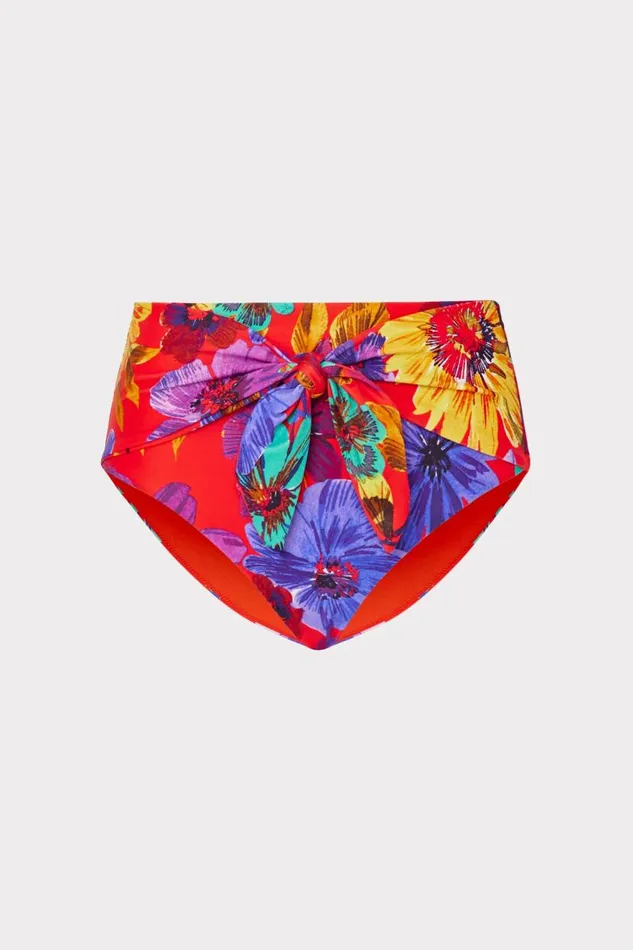 Milly Swim and Coverups Women Tie Bikini Bottom Red Multi