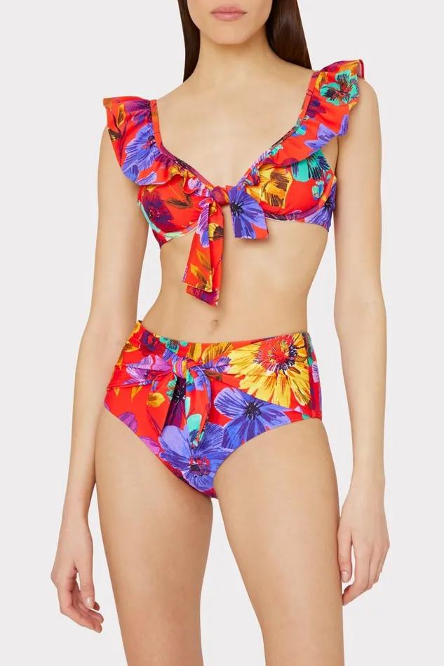 Milly Swim and Coverups Women Tie Bikini Bottom Red Multi Milly Swim and Coverups Women Tie Bikini Bottom Red Multi