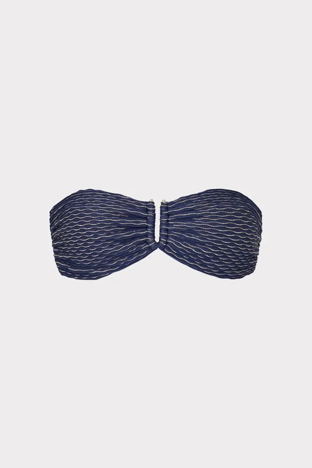 Milly Swim and Coverups Women Verone Texture Waves Bandeau Top Navy