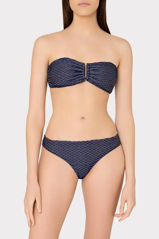 Milly Swim and Coverups Women Verone Texture Waves Bandeau Top Navy Milly Swim and Coverups Women Verone Texture Waves Bandeau Top Navy