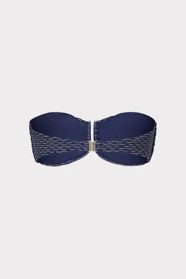 Milly Swim and Coverups Women Verone Texture Waves Bandeau Top Navy Milly Swim and Coverups Women Verone Texture Waves Bandeau Top Navy