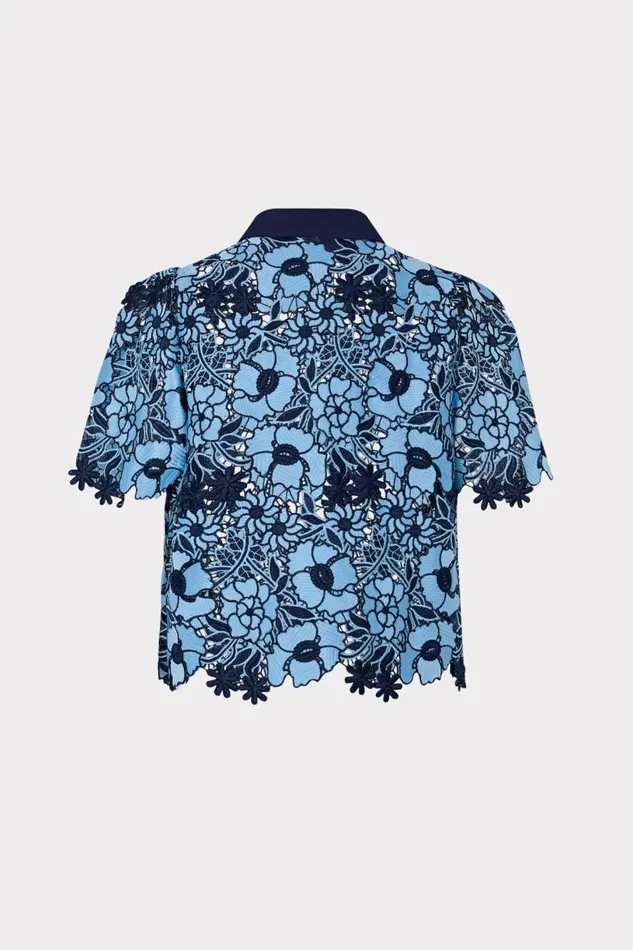Milly Tops Women Addison Two Tone Floral Lace Top Bluenavy Milly Tops Women Addison Two Tone Floral Lace Top Bluenavy