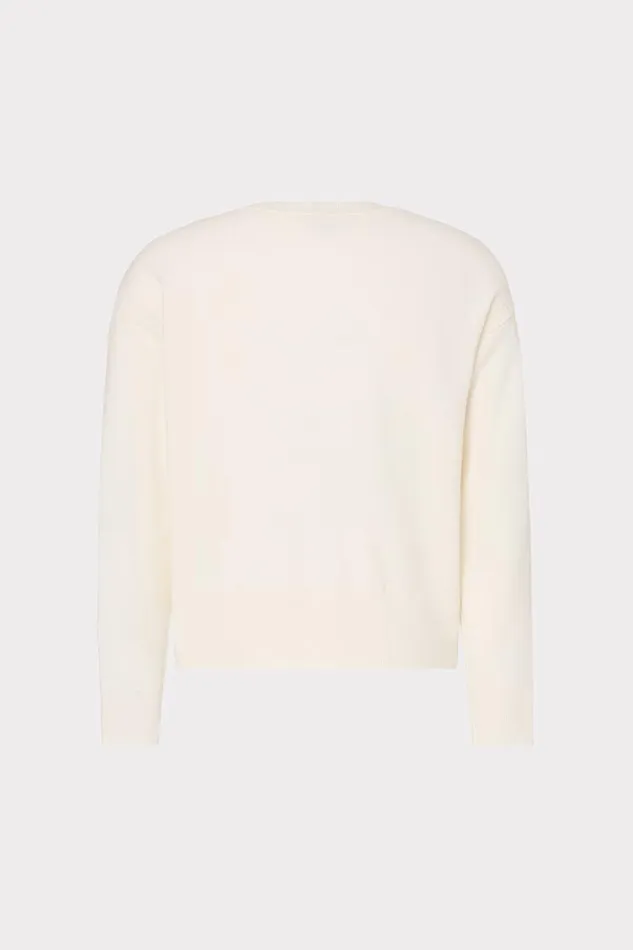 Milly Tops Women Kalia Crystal VNeck Sweater Ecru Milly Tops Women Kalia Crystal VNeck Sweater Ecru