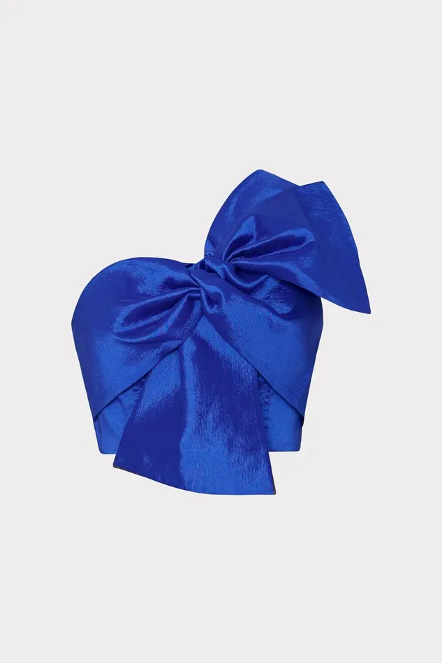 Milly Tops Women Laney Bow Taffeta Crop Top Blue