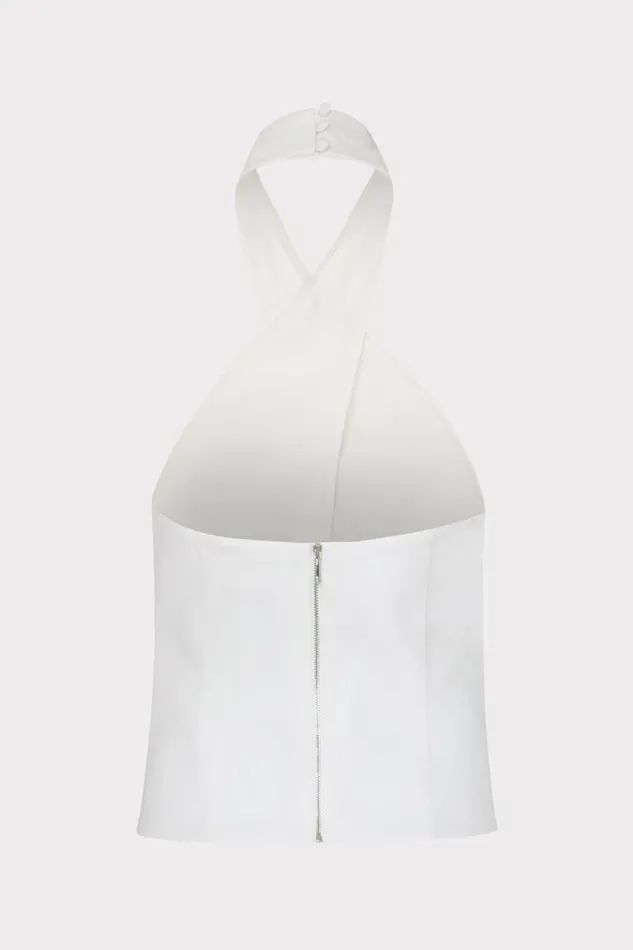 Milly Tops Women Solid Linen Halter Top White Milly Tops Women Solid Linen Halter Top White