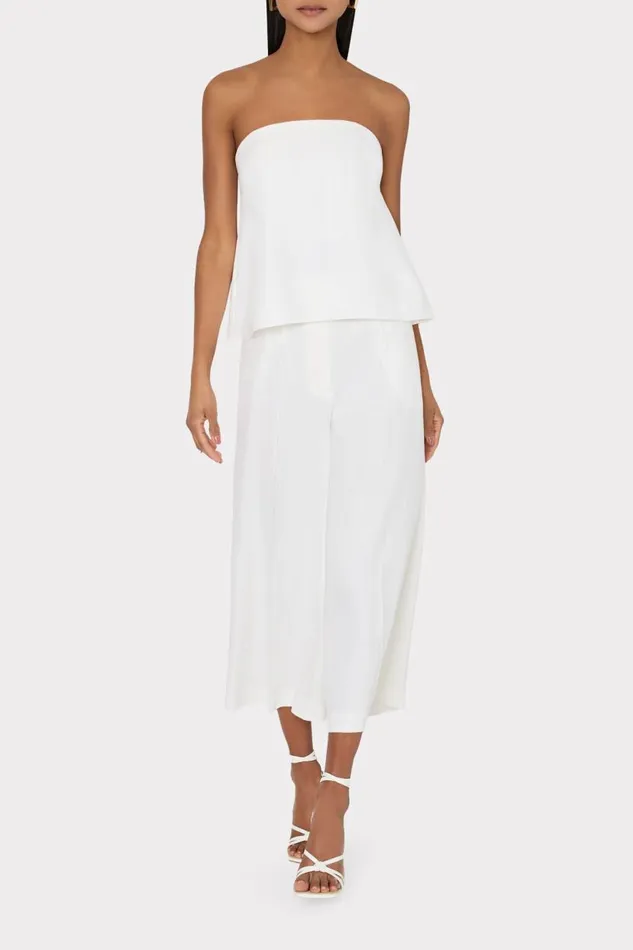 Milly Tops Women Solid Linen Strapless Top White Milly Tops Women Solid Linen Strapless Top White