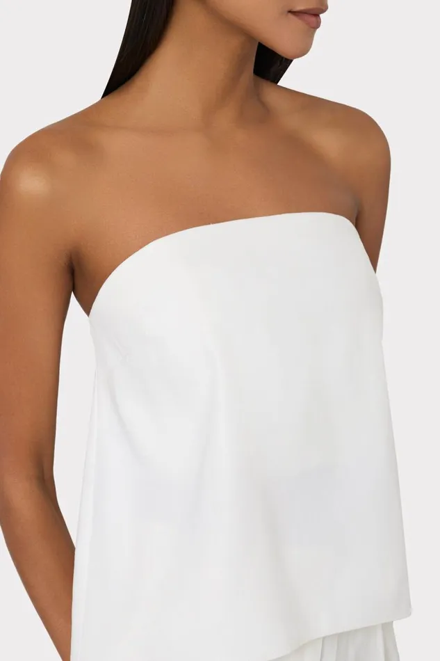 Milly Tops Women Solid Linen Strapless Top White Milly Tops Women Solid Linen Strapless Top White