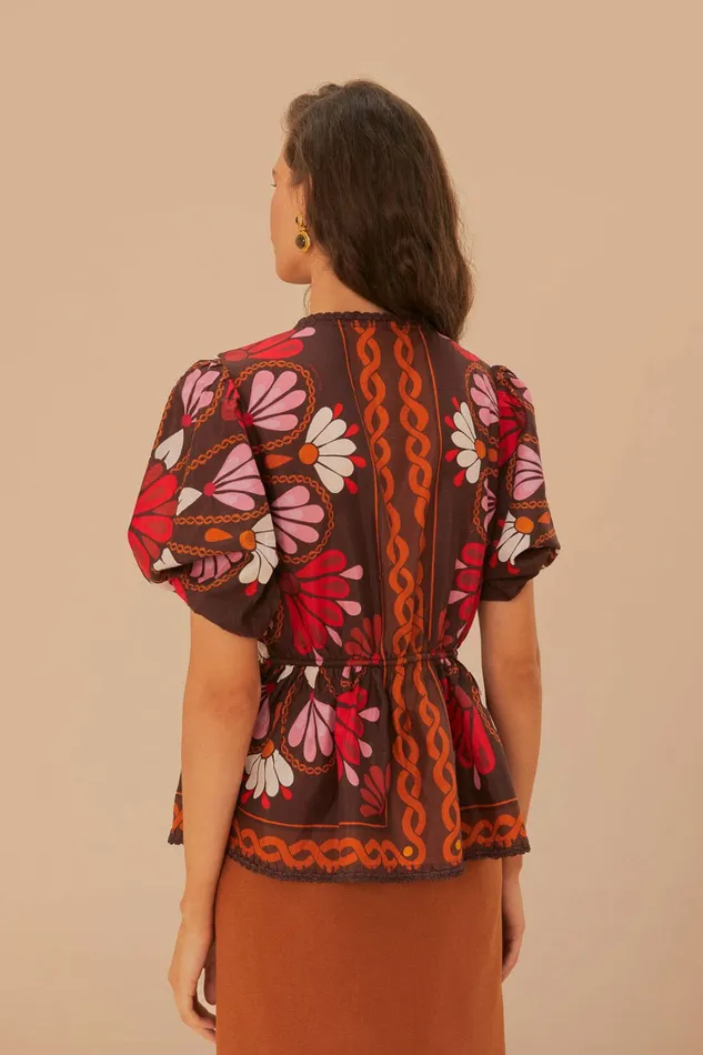 Miranda Brown Short Sleeve Blouse Women FARM Rio Blouses Miranda Brown Short Sleeve Blouse Women FARM Rio Blouses