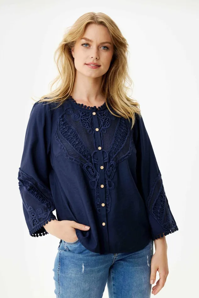 MIS SHIRT 16322 591 Navy 591 Women IN FRONT BLOUSES SHIRTS