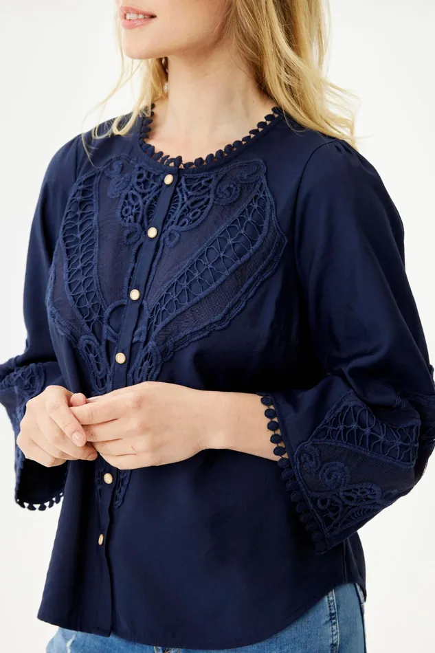 MIS SHIRT 16322 591 Navy 591 Women IN FRONT BLOUSES SHIRTS