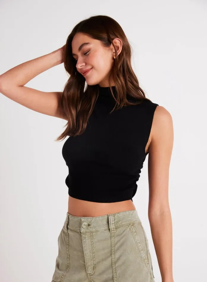Mock Neck Linen Jersey Top 8211 Black Women Bella Dahl Sleeveless Mock Neck Linen Jersey Top 8211 Black Women Bella Dahl Sleeveless