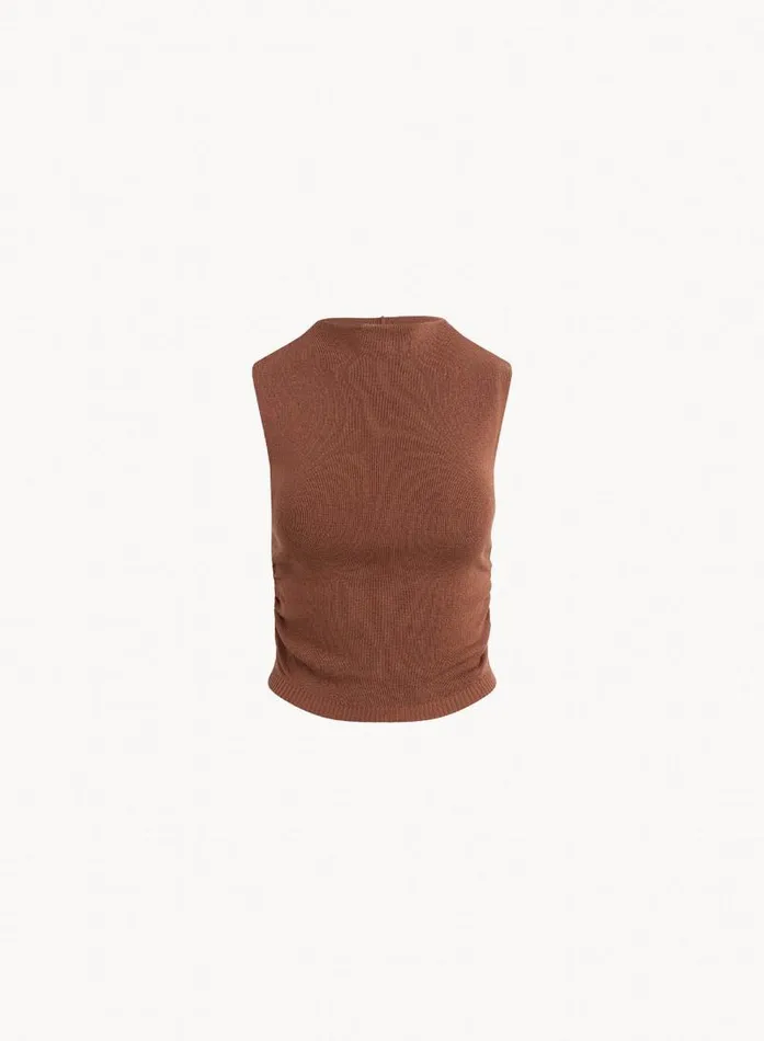 Mock Neck Linen Jersey Top 8211 French Espresso Women Bella Dahl Sleeveless