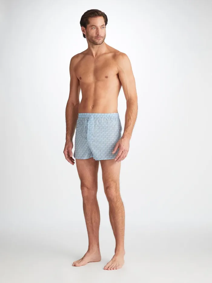 Modern Fit Boxer Shorts Men Derek Rose Modern Fit Boxers Ledbury 72 Cotton Batiste Blue