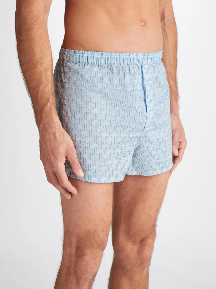 Modern Fit Boxer Shorts Men Derek Rose Modern Fit Boxers Ledbury 72 Cotton Batiste Blue