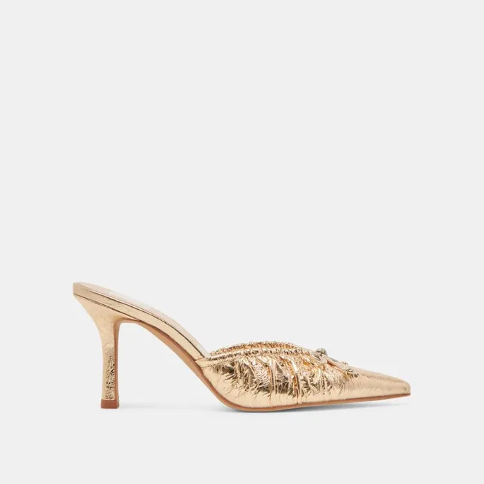 Mules and Clogs Women Dolce Vita Kairi Heels Gold Distressed Leather
